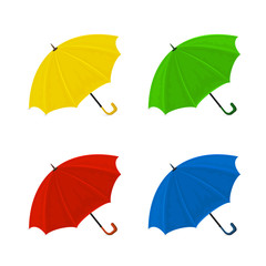 Set of colorful umbrellas on a white background