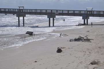 Hurricane Matthew residue near a pier