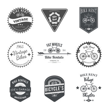 Bike Rent Label and Badges Design. Vector