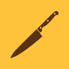 The knife for meat icon. Knife and chef, kitchen symbol.UI. Web. Logo. Sign. Flat design. App.