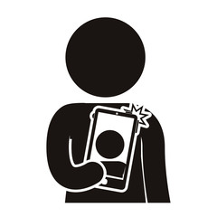 avatar pictogram person using a selfie stick and smartphone device taking a photo selfie. vector illustration