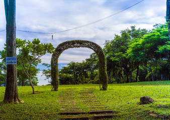 green natural archway