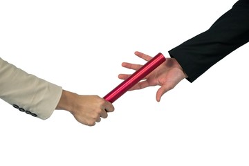 Business people passing a baton