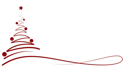 Weihnachten - Banner mit Weihnachtsbaum (Rot/Weiß)