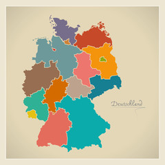 Germany map artwork color illustration