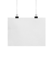 Fototapeta premium White empty paper with clips