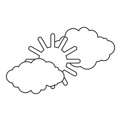 Clouds and sun icon. Outline illustration of clouds and sun vector icon for web