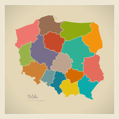 Poland map artwork color illustration