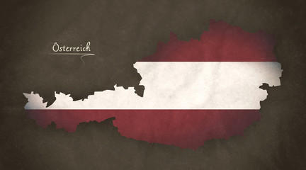 Austria map special vintage artwork style with flag illustration