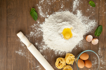verhead view of cooking dough.