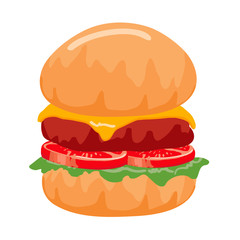 Colorful Burger isolated on with Background. Vector