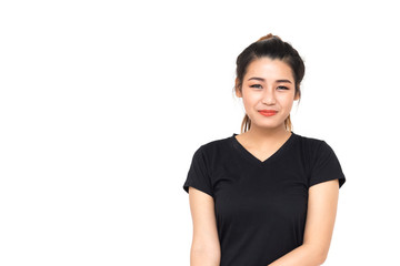 Asian woman in black t-shirt