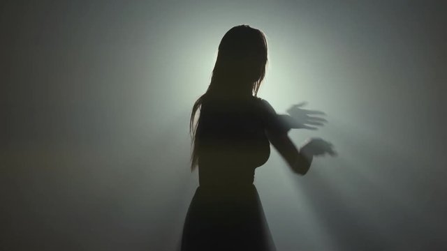 Silhouette of a beautiful female ballet dancer