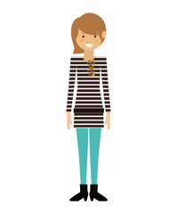 avatar woman smiling with casual clothes over white background. hipster style design. vector illustration