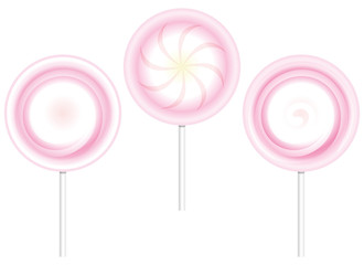 Set pink candy lollipop. Dessert, sweet, sweetmeats. Illustration isolated on white background