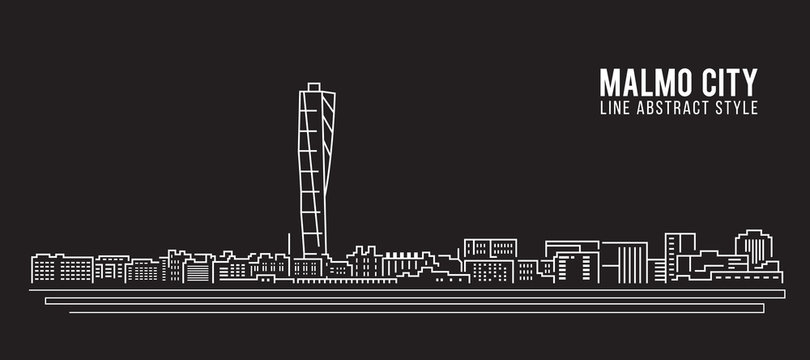 Cityscape Building Line art Vector Illustration design - Malmo city