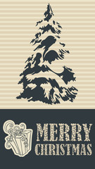 Christmas greeting card, vector design template