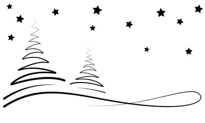 Weihnachten - Winternacht Banner (Weiß/ Schwarz)