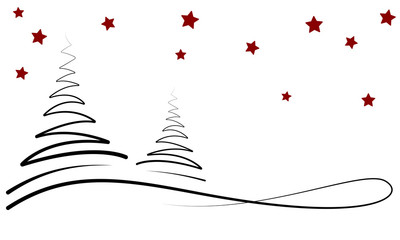 Weihnachten - Winternacht Banner (Schwarz/ Rot)