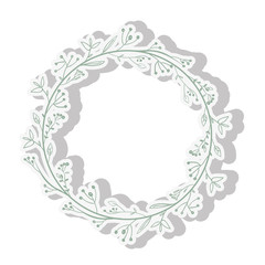 wreath leaves natural decoration circle icon vector illustration design