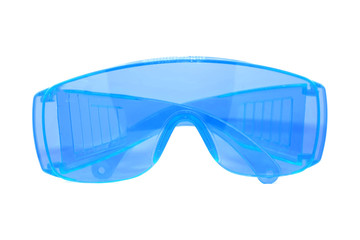 Blue Plastic Safety/Fashion Glasses isolate on white background.