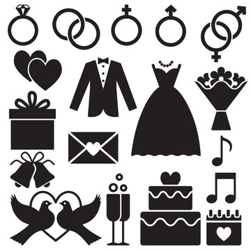 Wedding silhouette icons