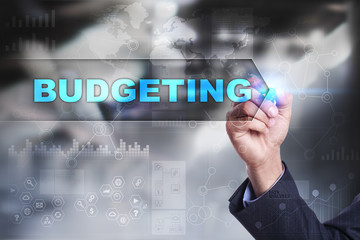 Business is drawing on virtual screen. budgeting concept.