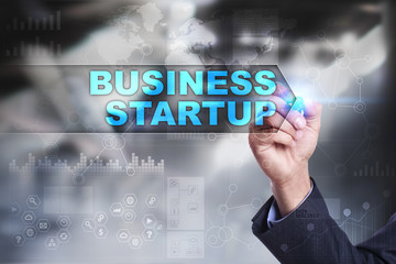 Business is drawing on virtual screen. business startup concept.