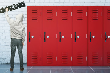 Teenager writing boring