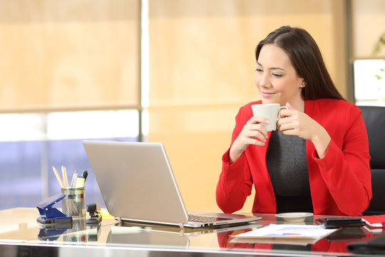 Relaxed entrepreneur working with coffee