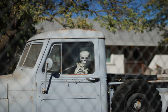 Old Skully in a Vintage Truck