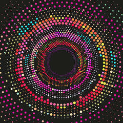 Obraz premium Abstract dotted circle lines colorful celebration background.