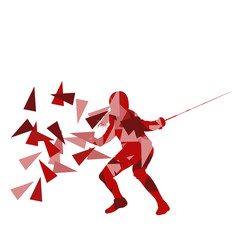 Woman fencing sport vector background concept illustration made
