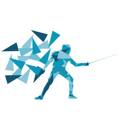 Woman fencing sport vector background concept illustration made