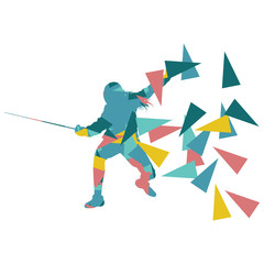 Woman fencing sport vector background concept illustration made