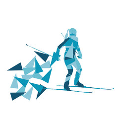 Female woman skiing vector background winter abstract sport illu