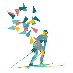 Female woman skiing vector background winter abstract sport illu