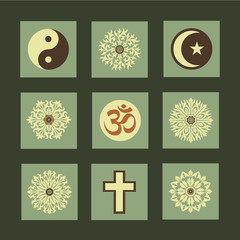 Vector Retro Illustrations Collection: Religion

