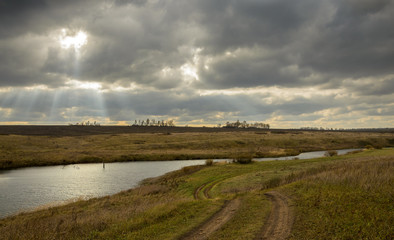 Cloudy autumn landscape