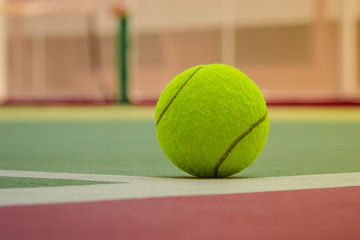 Tennis Ball on the Court Close up