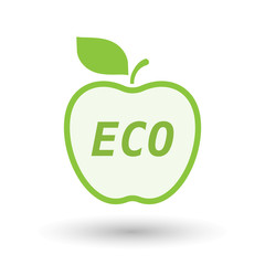 Isolated line art fresh apple fruit icon with    the text ECO