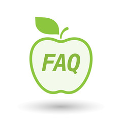Isolated line art fresh apple fruit icon with    the text FAQ