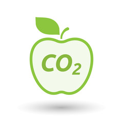 Isolated line art fresh apple fruit icon with    the text CO2