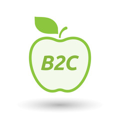 Isolated line art fresh apple fruit icon with    the text B2C