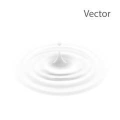 Fototapeta na wymiar milk or white liquid drop, ripple surface. Cream circle with falling drip. Yogurt wave made by gradient mesh tool. isolated. vector. 3d illustration.