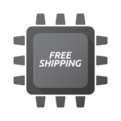 Isolated Central Processing Unit icon with    the text FREE SHIP