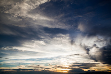 Naklejka na ściany i meble colorful dramatic sky with cloud at sunset