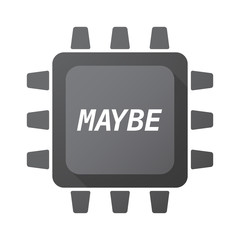 Isolated Central Processing Unit icon with    the text MAYBE
