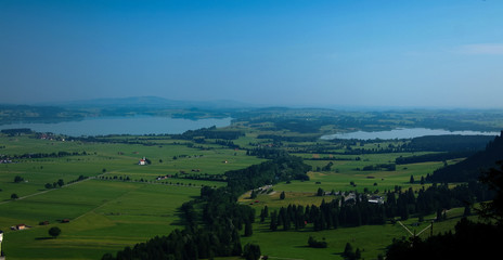 Obraz premium Panorama of Forggensee and Bannwaldsee, Schwangau, Bayern Germany