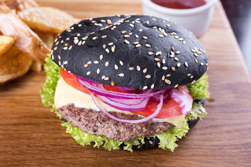black burger on the board